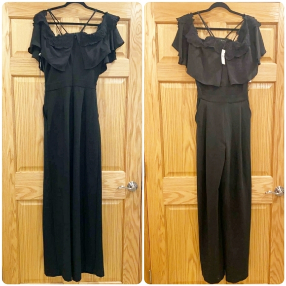 Josie Natori Core Crepe With Lace  Jumpsuit - Picture 3 of 11